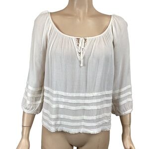 Abercrombie & Fitch ivory peasant sleeve blouse top size‎ XS Xsmall